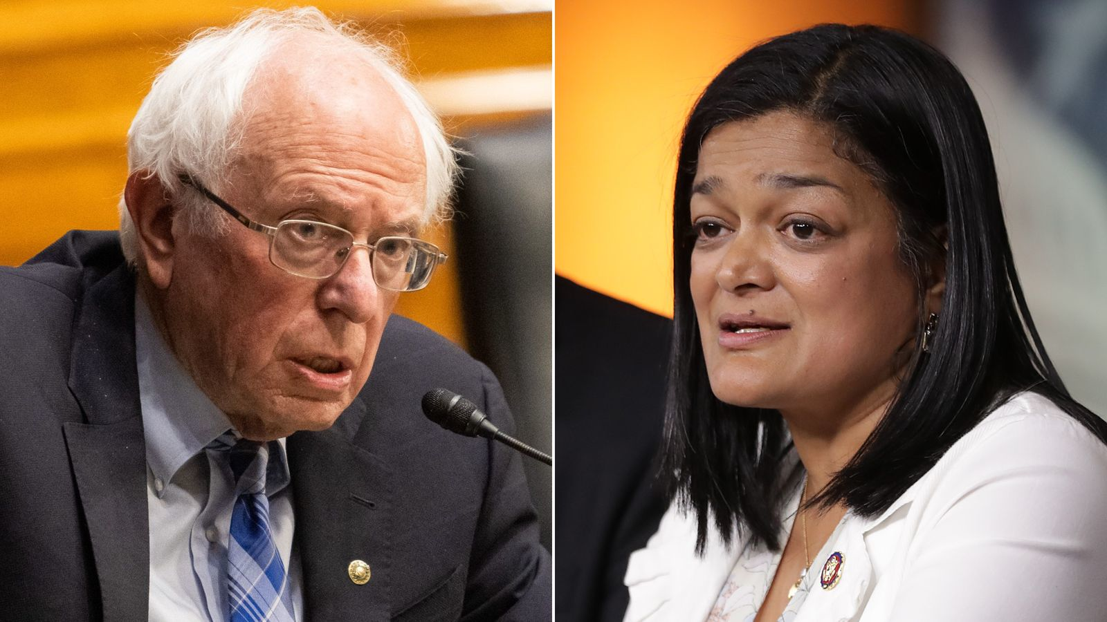 Sen. Bernie Sanders (I-Vt.) and Rep. Pramila Jayapal (D-Wash.)