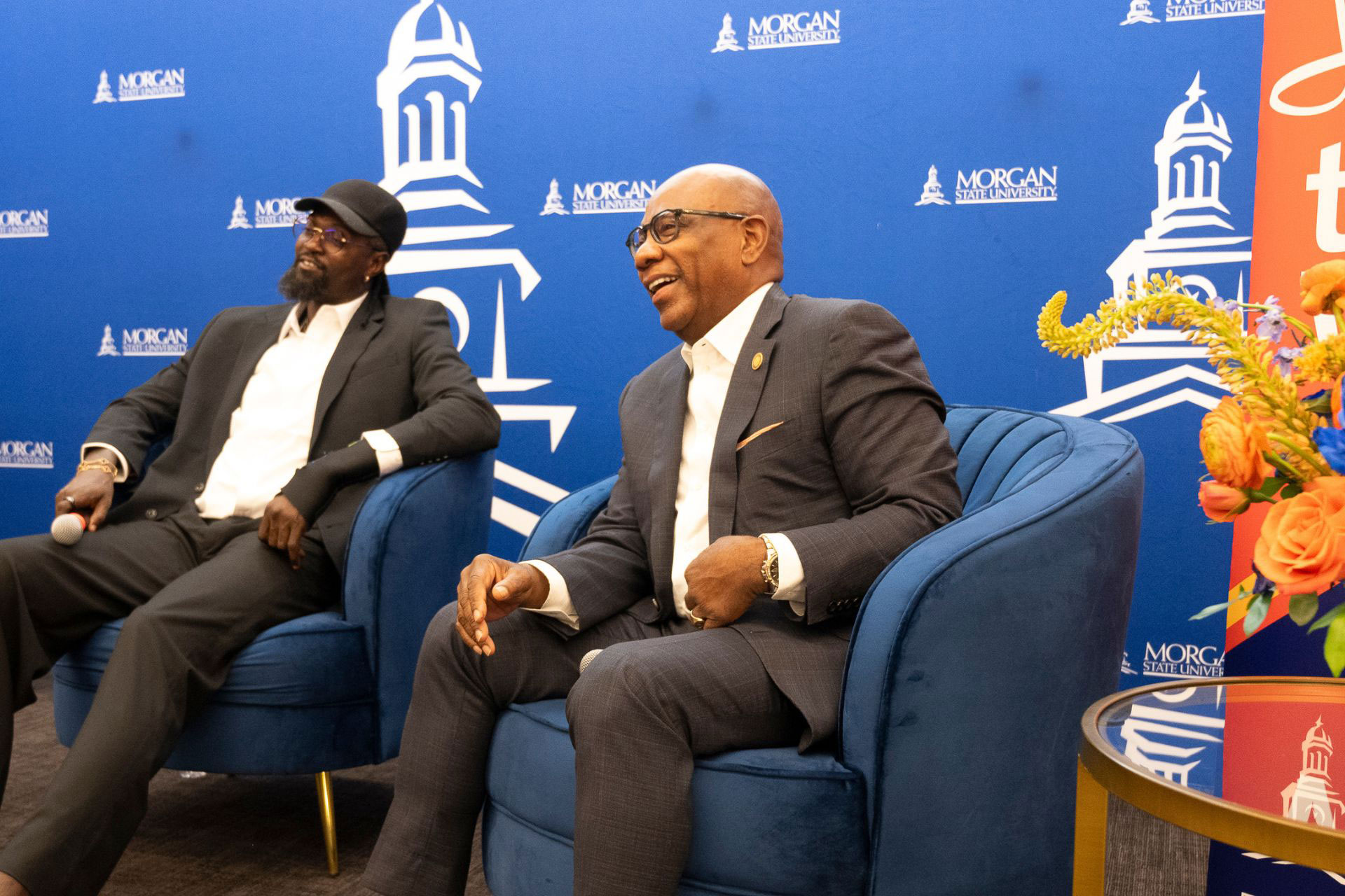 Soccer icon and humanitarian Sheyi Emmanuel Adebayor with Morgan State University President Dr. David K. Wilson