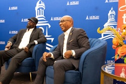 Soccer icon and humanitarian Sheyi Emmanuel Adebayor with Morgan State University President Dr. David K. Wilson