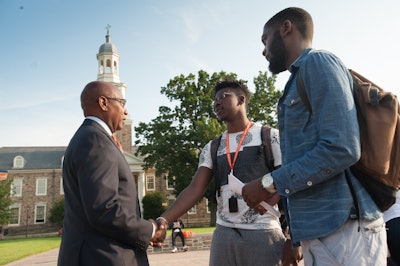 Pres Wilson Greeting Students