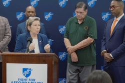 UFT President Randi Weingarten speaking at press conference.