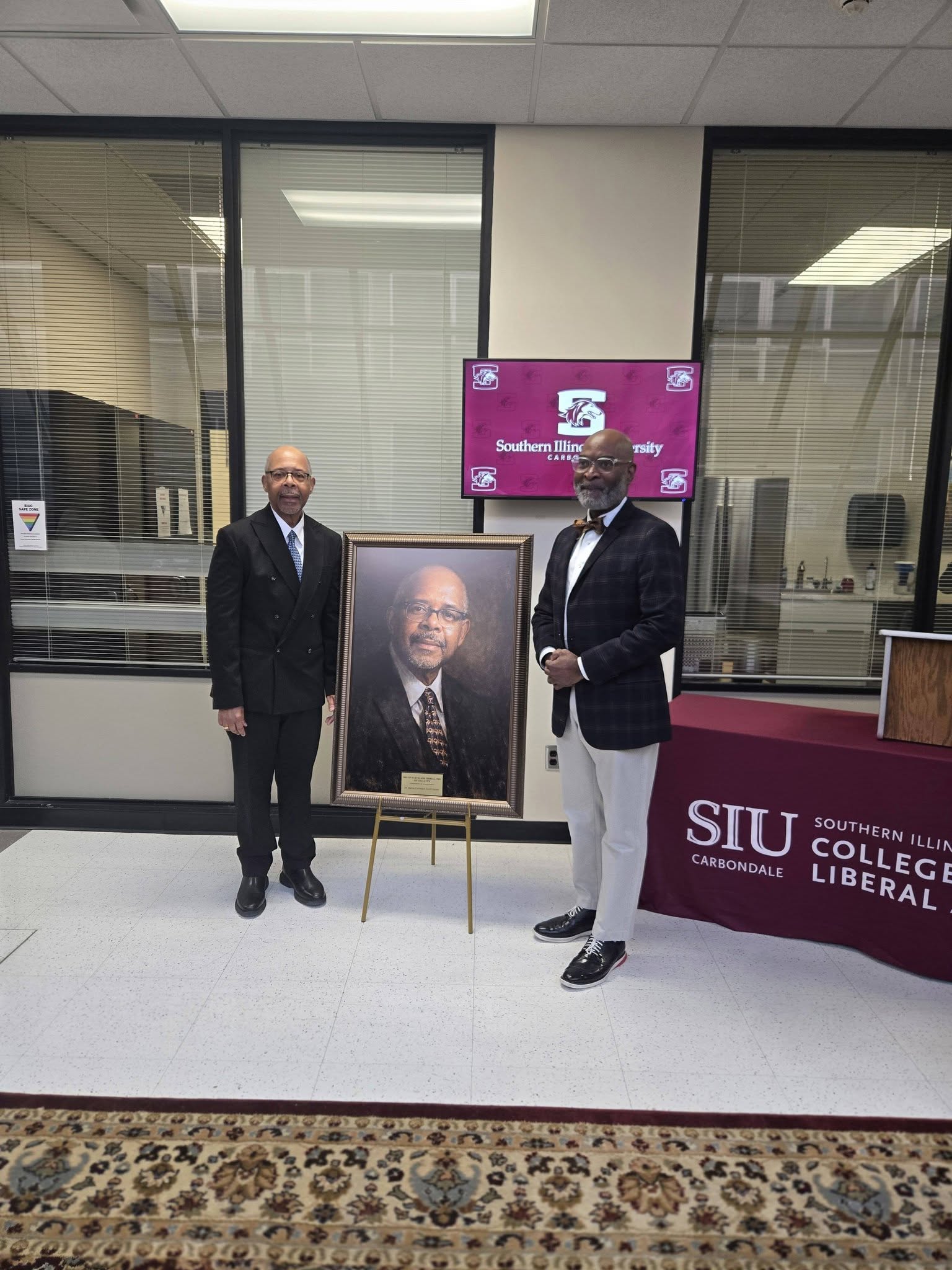 Dr. Melvin C. Terrell with Dr. Fred A. Bonner II at the renaming of Faner Hall's attrium in Terrell's honor.