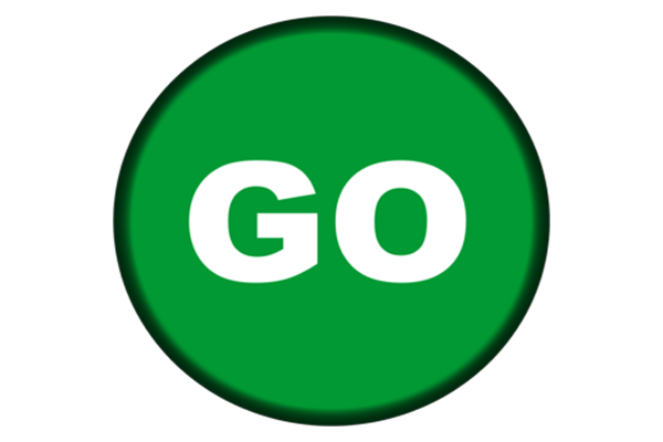 Go programming language logo with white text on green circular background
