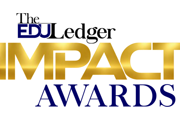 The EDJ Ledger Impact Awards logo with navy blue and gold text
