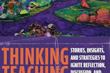 Thinking Teaching book cover featuring vibrant landscape art with colorful flowers, trees, and sky by Nancy Lynne Westfield