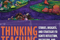 Thinking Teaching book cover featuring vibrant landscape art with colorful flowers, trees, and sky by Nancy Lynne Westfield